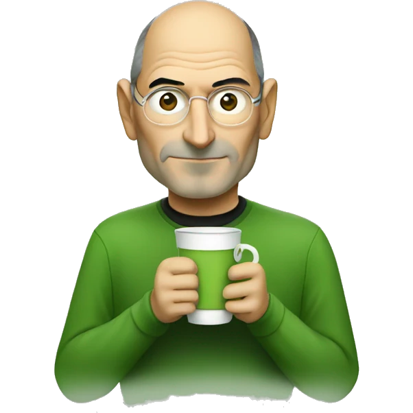 steve jobs drinking a cup of matcha emoji
