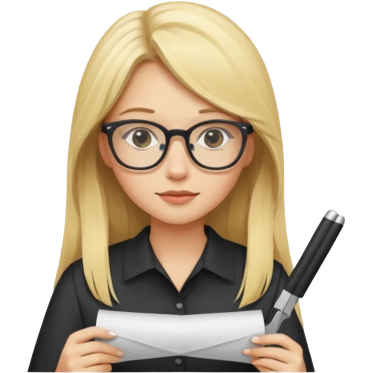 je voudrai un emoji d'une fille aux cheveux longs et blonds avec des lunettes entrain de découper DU PAPIER emoji