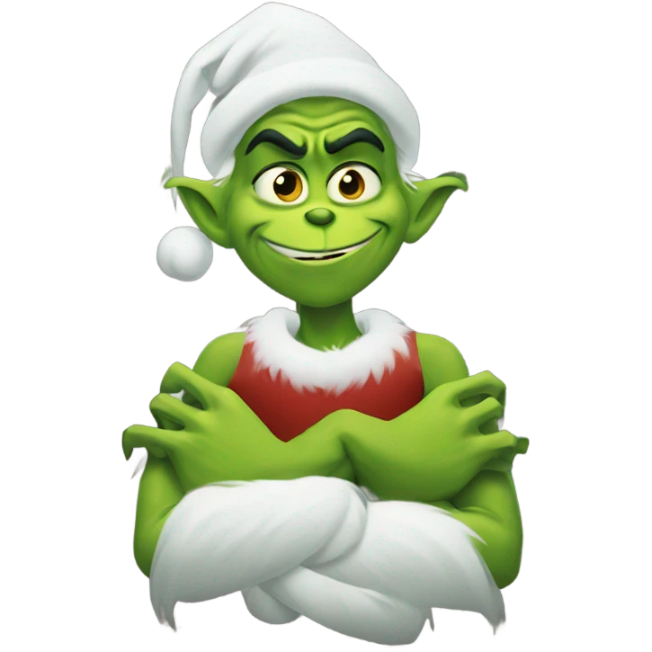 Evil young Grinch rubbing hands together emoji