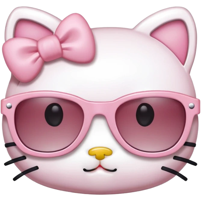 Hello kitty with a light pink bow an cute sun glasses emoji