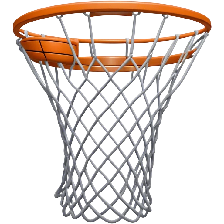 Cinematic Realistic image of a basketball hoop with a detailed metal rim and intricately woven net, captured in dynamic lighting that evokes the charged atmosphere of a competitive court emoji