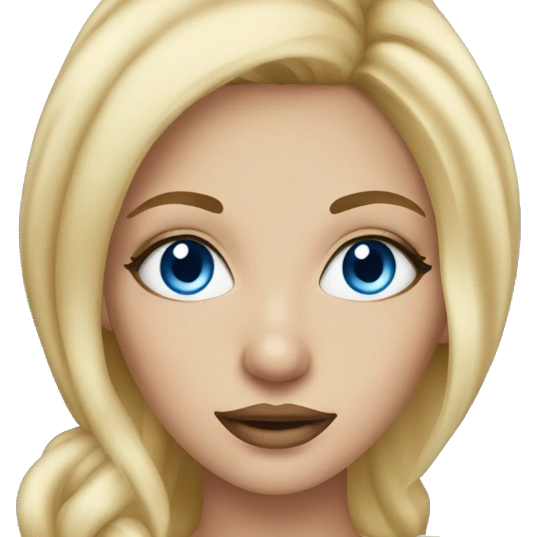 Blue eye Blonde girl wearing make up emoji