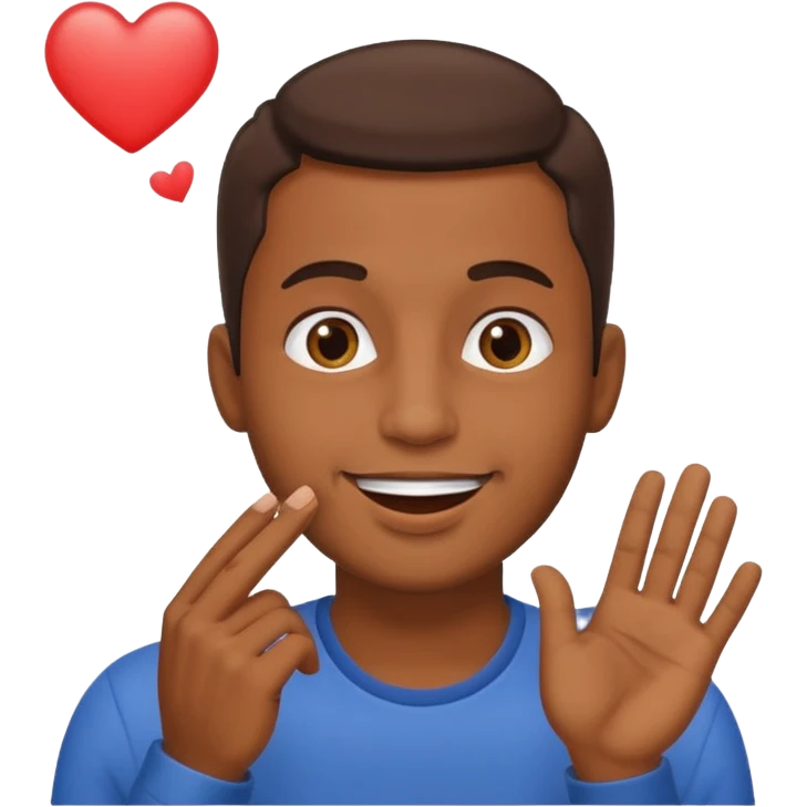 Un homme brun qui envoi un bisous. emoji