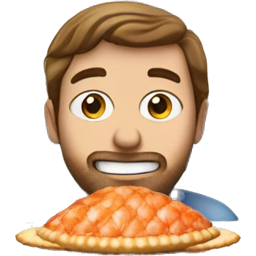 Brown haired norwegian guy eating a tarte shell with shrimps while watchinc Maskorama on tv emoji