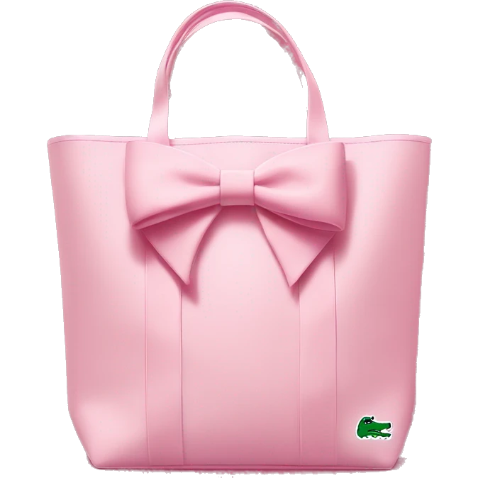 pink lacoste tote bag with one white bow on left side of the bag  emoji
