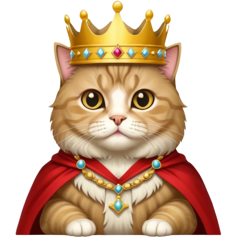Persian cat tabby with crown king emoji