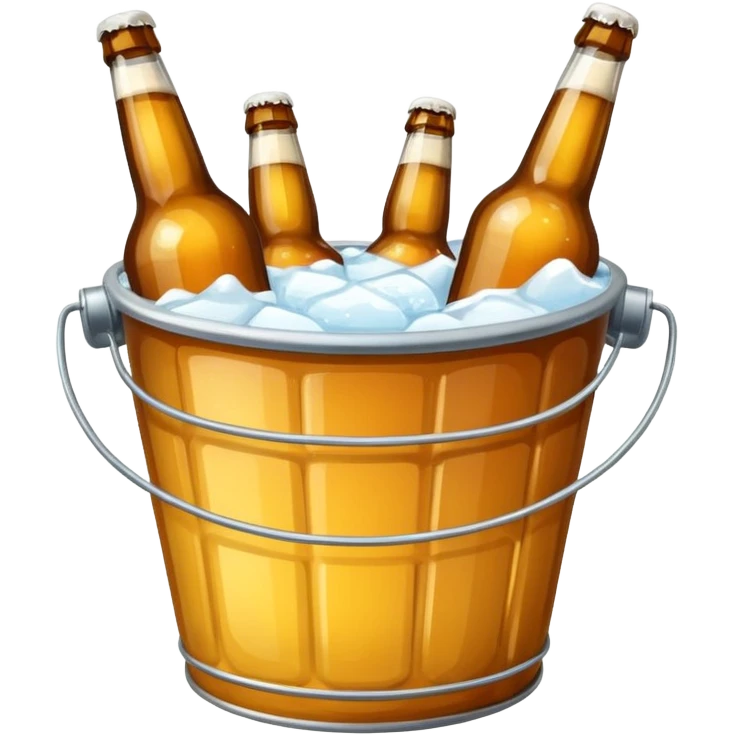a bucket filled with bottles of beer, vibrant and inviting, modern emoji style emoji