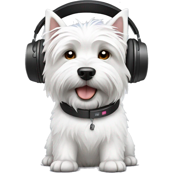 White west highland terrier with headphone emoji