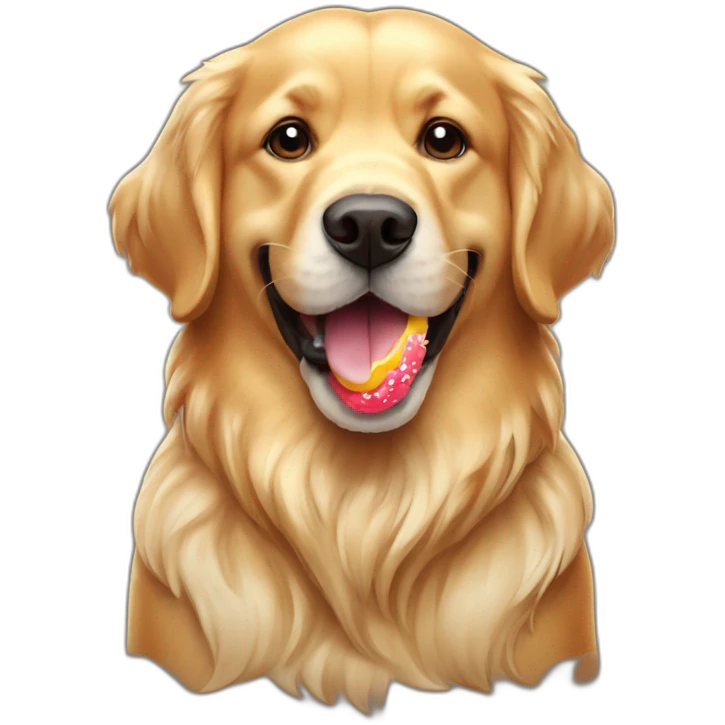 Perro Golden Retriver comiendo helado emoji