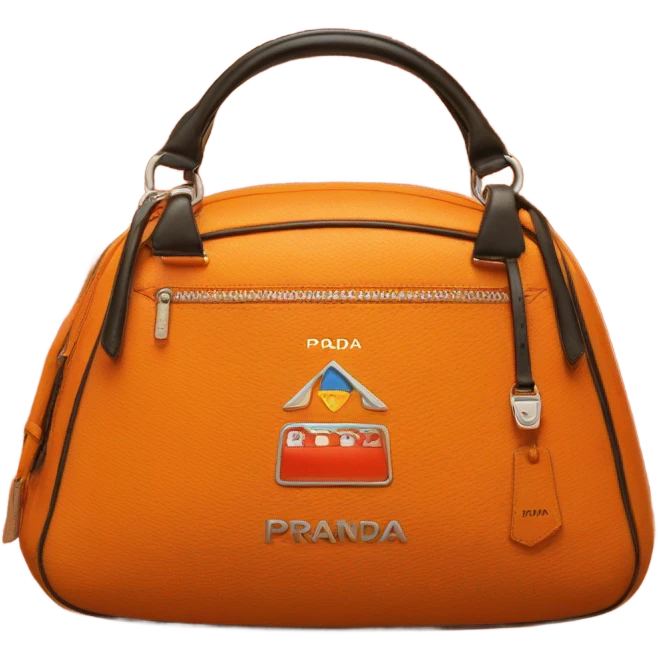 Orange Prada bowling bag with Prada triangle logo  emoji