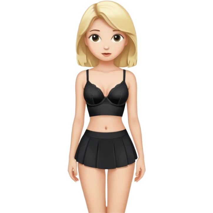 Hentai, skirt up, black bra, black panties, girl, blonde emoji