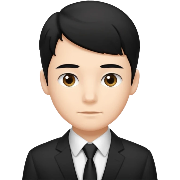 Chico con pelo negro, camisa negra y una corbata blanca emoji