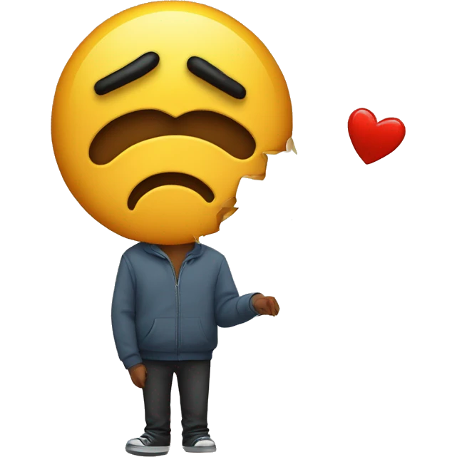 Sad emoji to broken heart in hands emoji