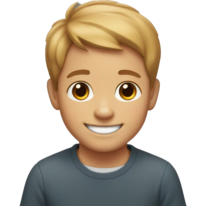 smiling boy with short hair, add corgi to hands emoji