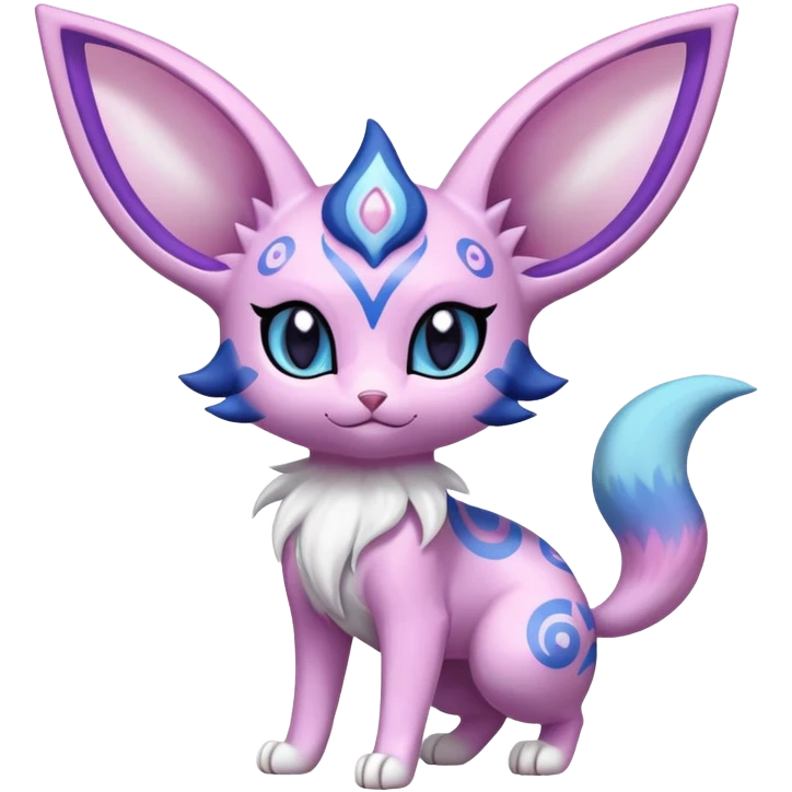 Shiny Exotic Cute Espeon-Sylveon-Purrloin-Meowstic-Hybrid-Creature with pattern-markings emoji