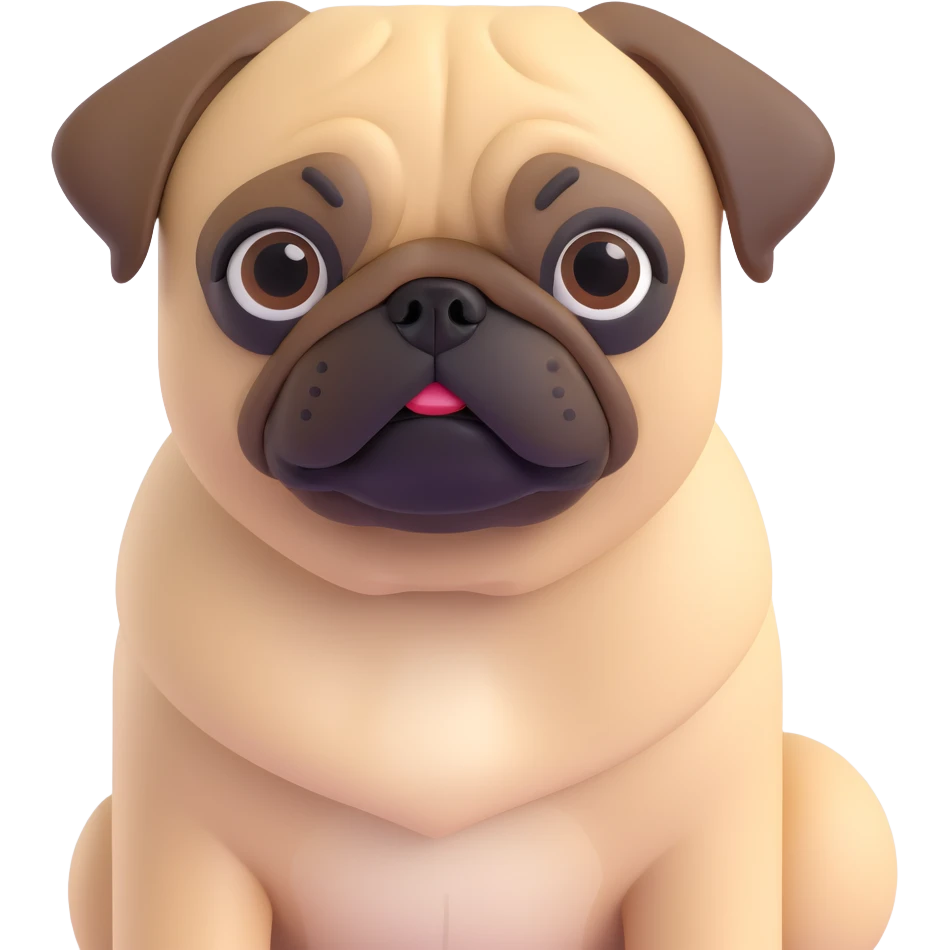 A pug posing, close up pose, living room background emoji