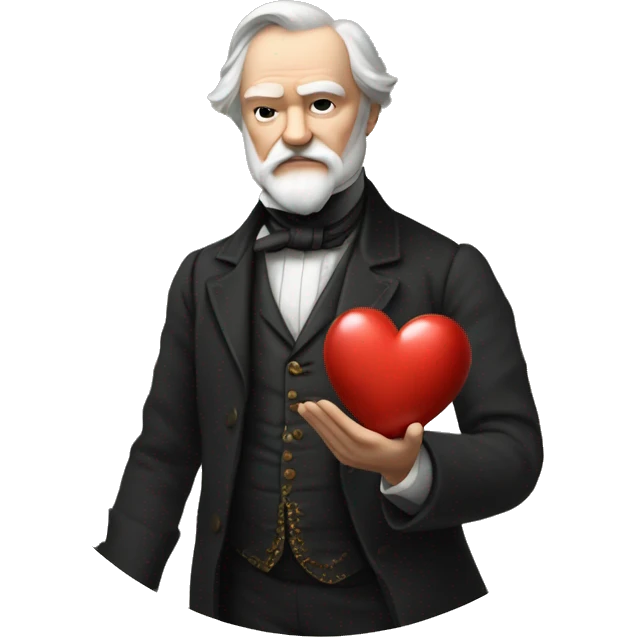 Victor Hugo holds a heart in his hand emoji