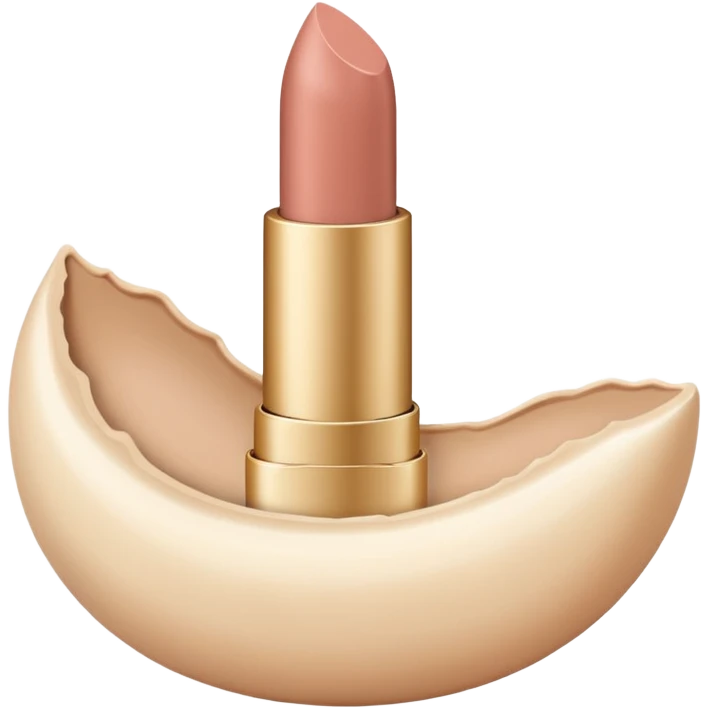A soft nude lipstick in a minimalist beige shell. emoji