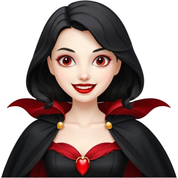 Vampire lady in black dress with cape, smile emoji