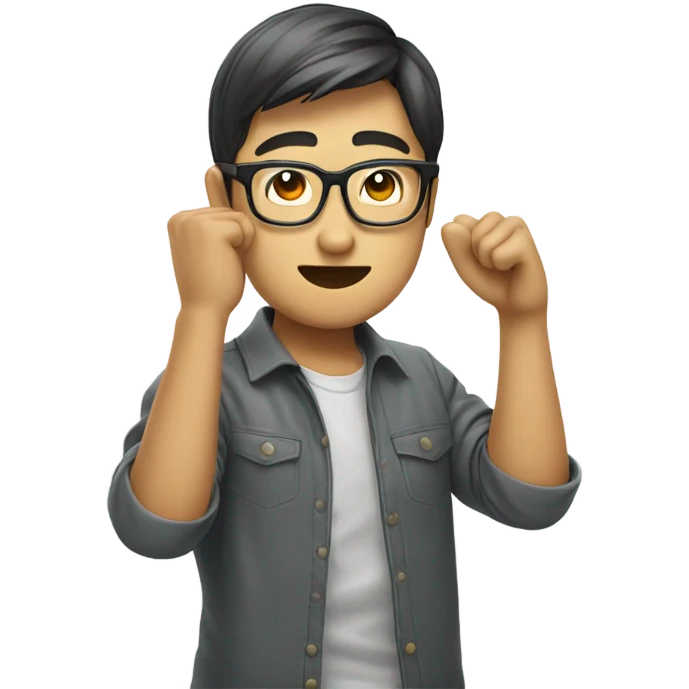 Dabbing as a tech worker that is asian and has glasses emoji