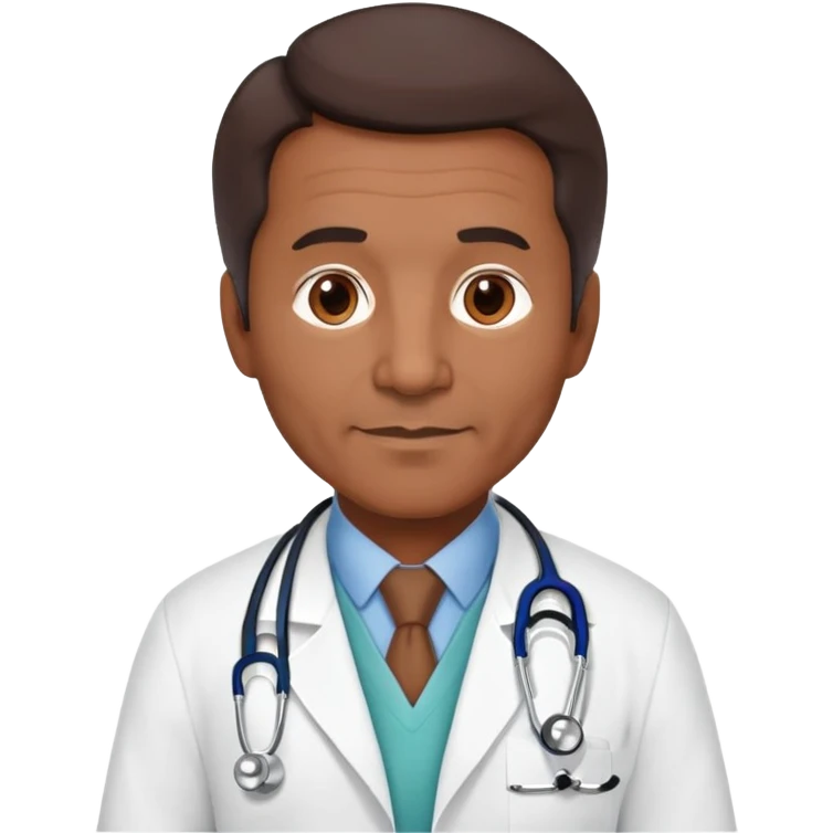 mature 60 year old male doctor with stethoscope, dark brown hair, medium-dark skin tone, cinnamon skin tone, professional emoji