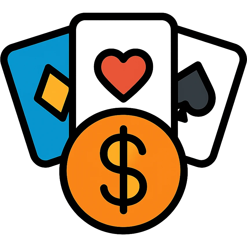 betting-themed logo with a stylized dollar sign and playing cards, modern look emoji