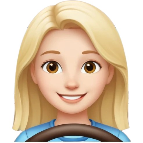 smiling girl in car interior emoji