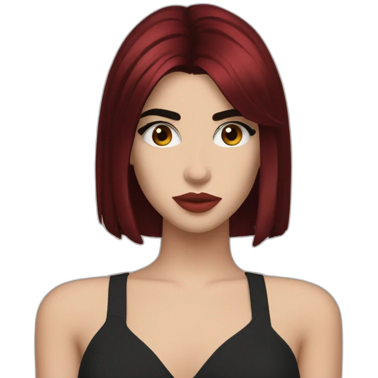 Dua Lipa with dark red hair emoji