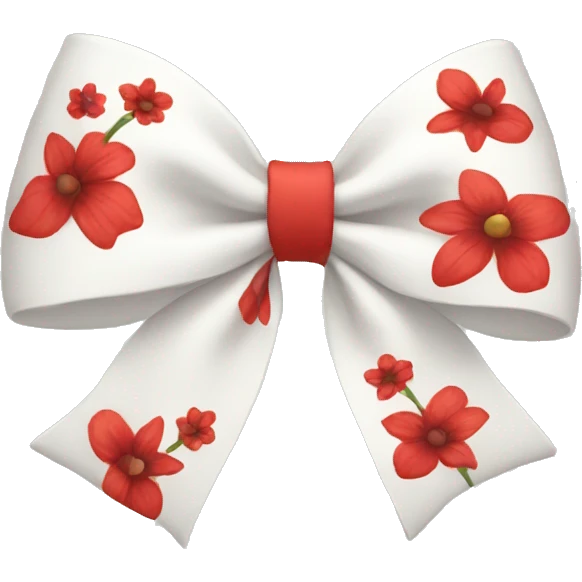white bow with red flowers emoji