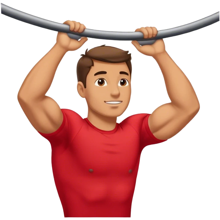 guy with red shirt doing chin ups emoji