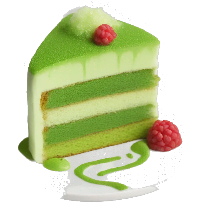matcha cake on a white plate emoji