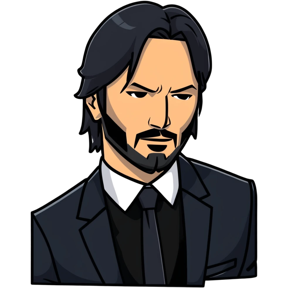 John Wick character with black suit, beard, and intense look emoji
