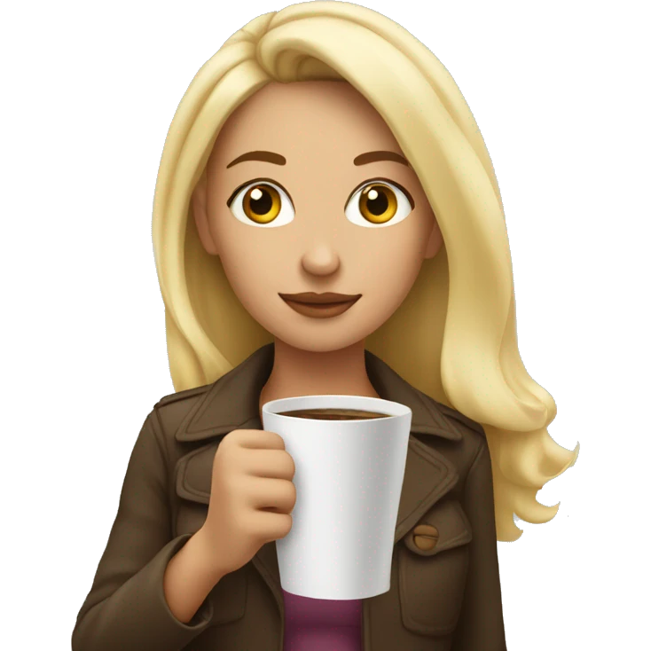 Strong blonde girl with coffee  emoji