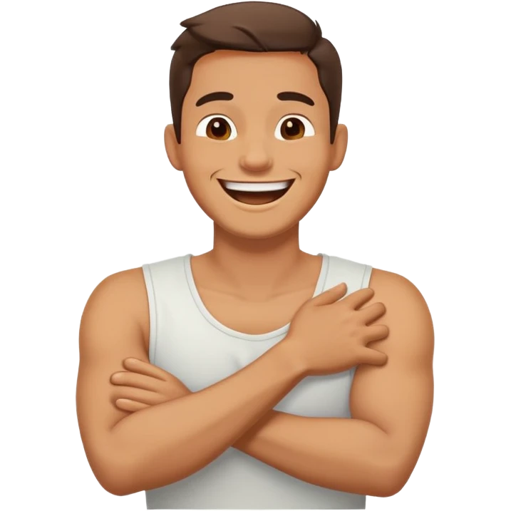 Arms crossed holding neck guy  laughing  emoji