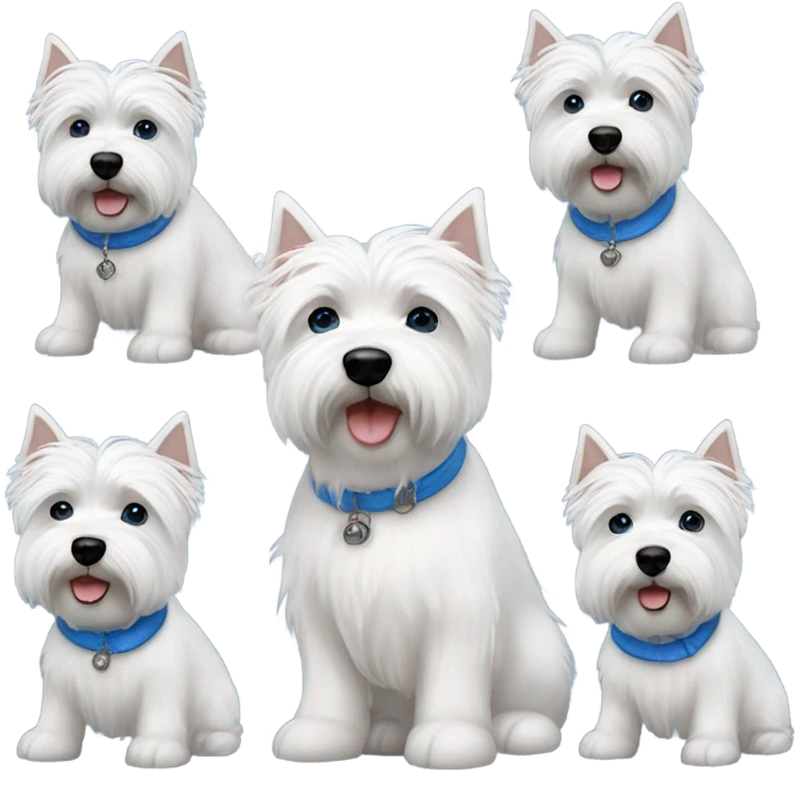 Lady short gray hair with blue eye 3 westie dogs emoji
