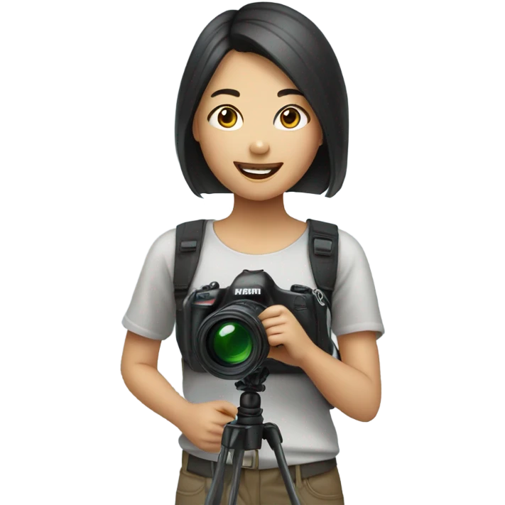 asian girl with video camera emoji