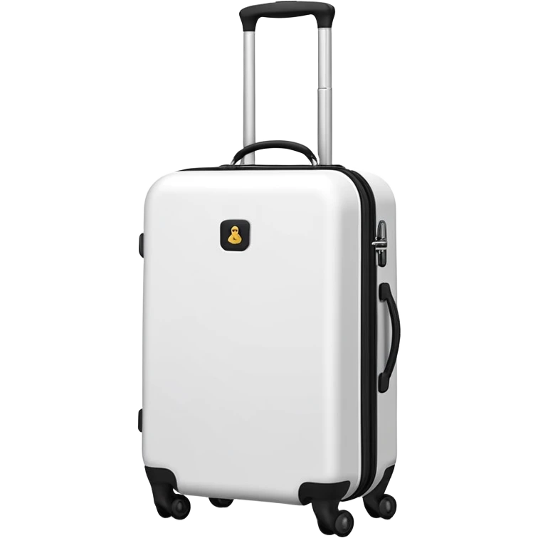 White rolling suitcase with pull-up handle, simple clean design emoji