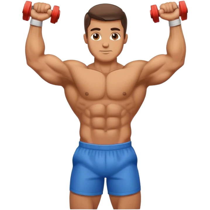 side view guy doing bicep-curls palms-up emoji