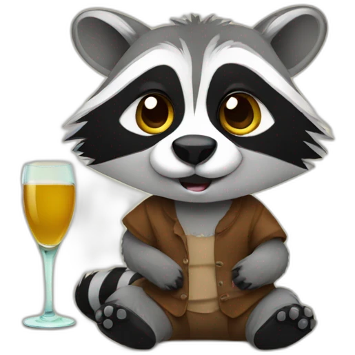 alcoholic raccoon emoji