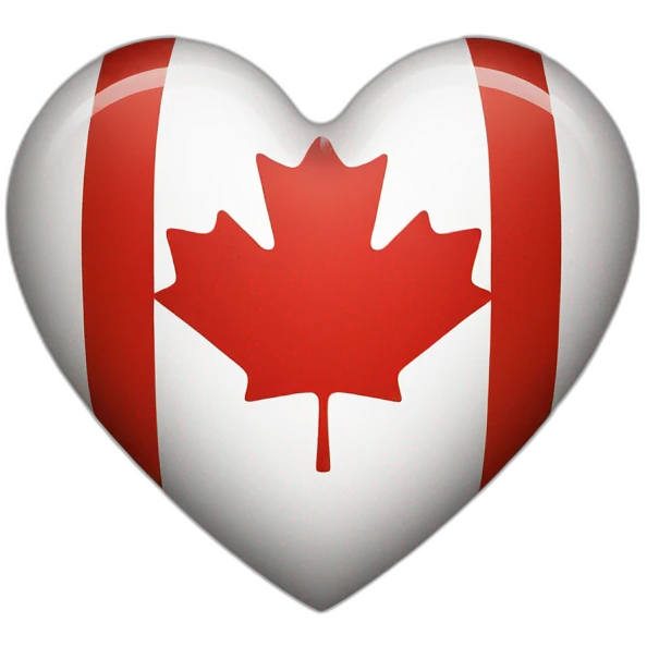 canadian flag in the shape of a heart with smooth edges emoji