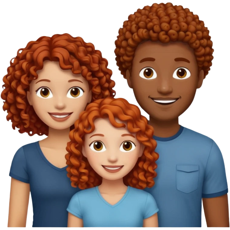 A couple with two black men and one curly redhead girl  emoji