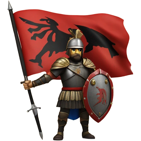 Albanian flag with skenderbeg hero emoji