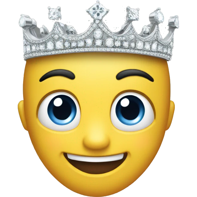 happy emoji with diamond crown emoji
