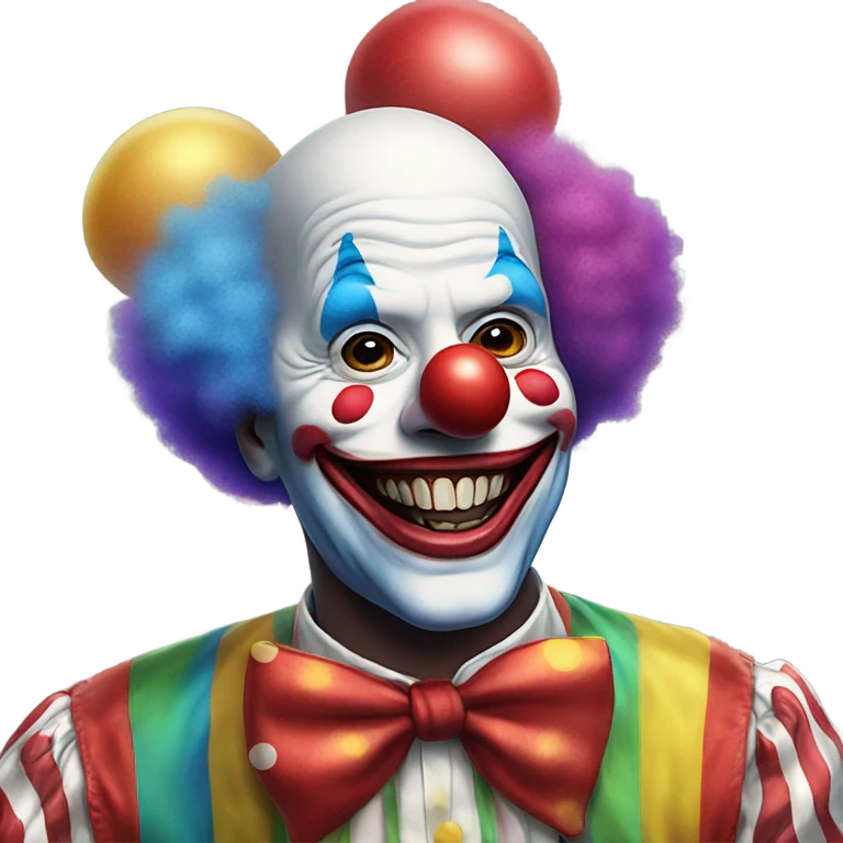 Biden having fun at a clown party wearing clown makeup and big shoes emoji
