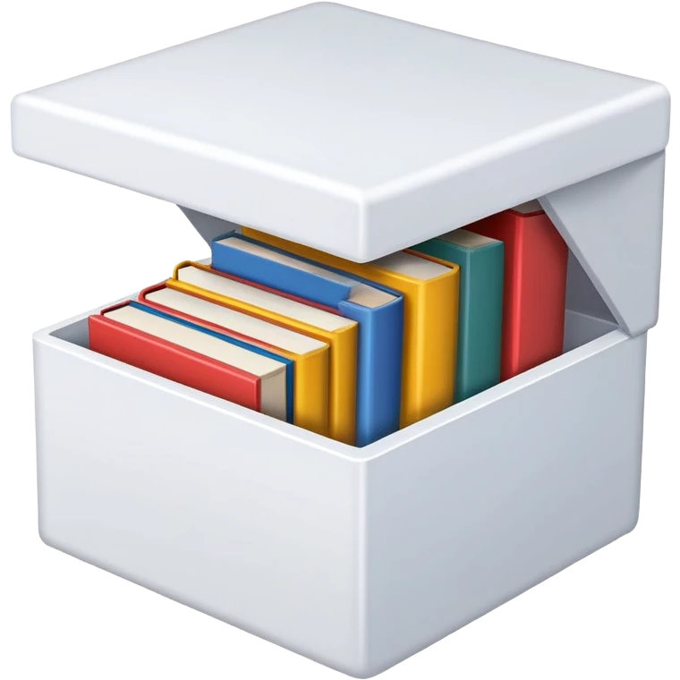 Beautiful white box with books emoji