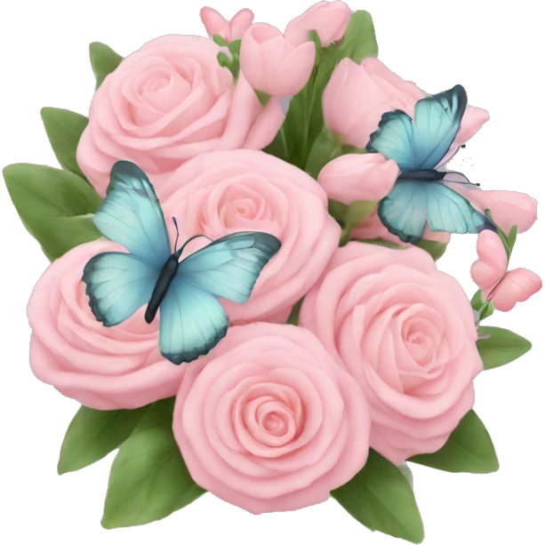 pastel pink bouquet with butterflies emoji