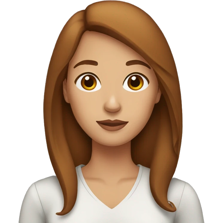 A woman with brown-hair, brown eyes and a beagle emoji