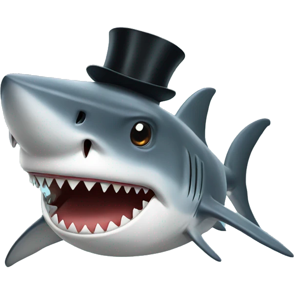 Shark with a top hat emoji