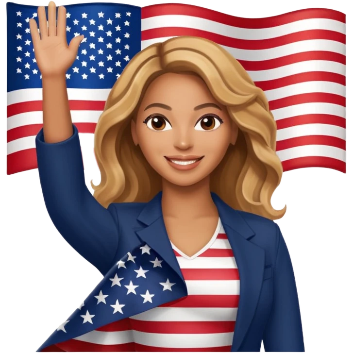 Beyonce with waving american flag emoji