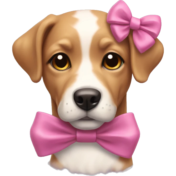 Aesthetic dog with a flirty bow emoji